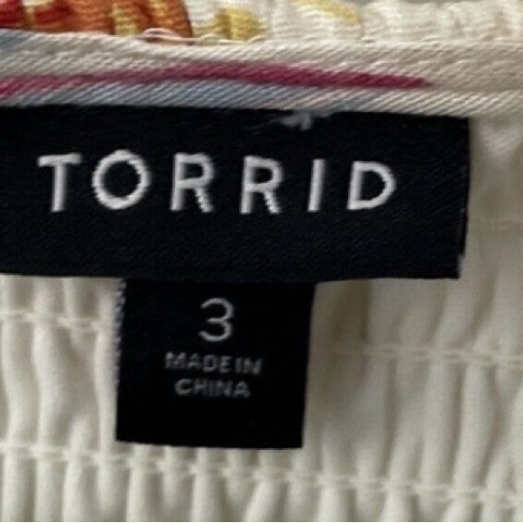 Torrid 3X Dress Midi Floral Smocked Lined Floral Short Sleeve Pockets Textured - Picture 7 of 7